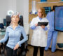 doctor doing girl s brain scan procedure scientific lab brain waves scanning helmet 90x80